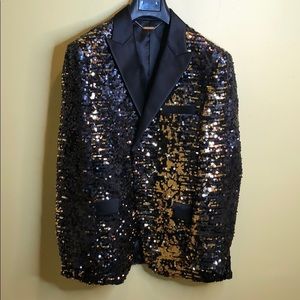Barabas Black and Gold Sequin Blazer